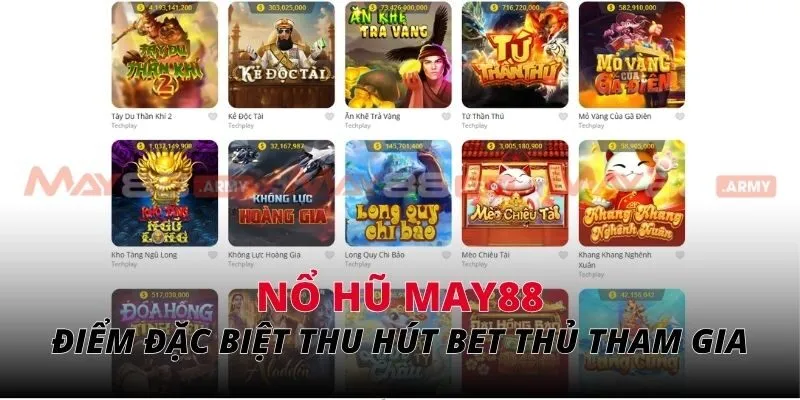 Điểm đặc biệt thu hút bet thủ tham gia nổ hũ May88